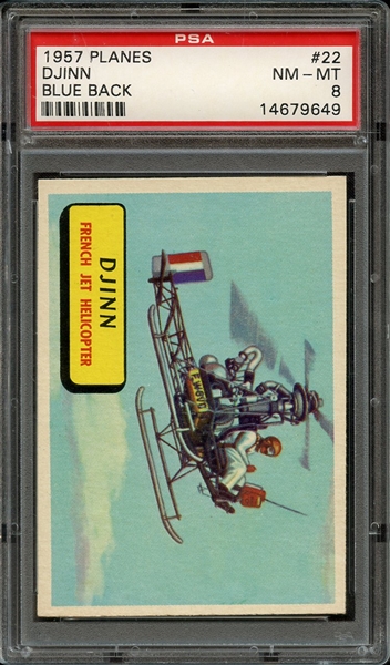 1957 PLANES RED BACK/BLUE BACK 22 DJINN BLUE BACK PSA NM-MT 8
