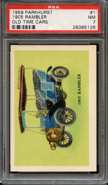 1959 PARKHURST OLD TIME CARS 1 1905 RAMBLER OLD TIME CARS PSA NM 7