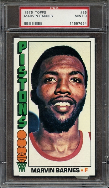 1976 TOPPS 35 MARVIN BARNES PSA MINT 9