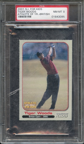 2001 S.I. FOR KIDS ATHLETE OF THE YEAR TIGER WOODS ATHLETE OF YR.-BRITISH PSA NM-MT 8