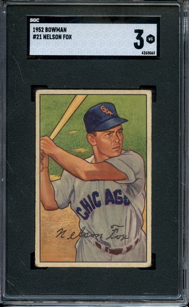 1952 BOWMAN 21 NELSON FOX SGC VG 3
