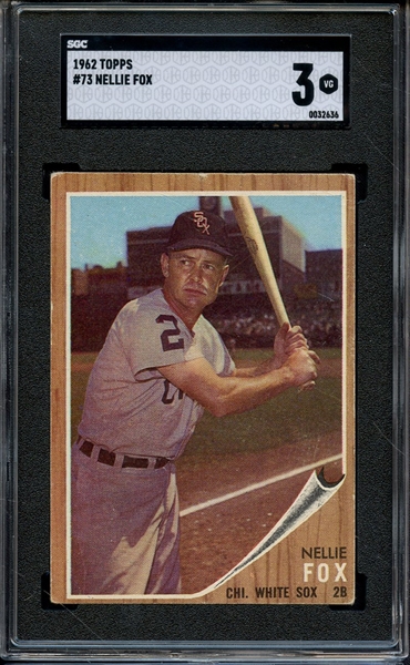 1962 TOPPS 73 NELLIE FOX SGC VG 3