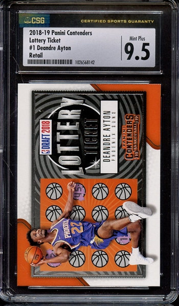 2018 PANINI CONTENDERS RETAIL LOTTERY TICKET 1 DEANDRE AYTON CSG MINT+ 9.5