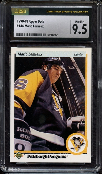 1990 UPPER DECK 144 MARIO LEMIEUX CSG MINT+ 9.5