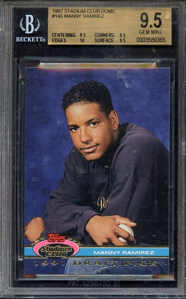 1992 STADIUM CLUB DOME 146 MANNY RAMIREZ BGS GEM MINT 9.5