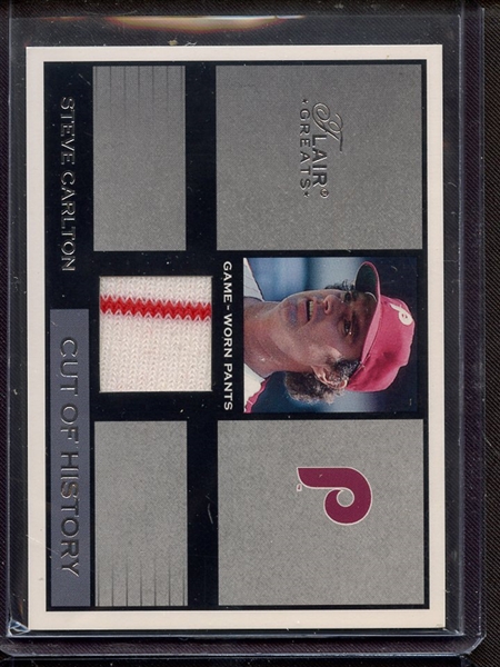 2003 FLAIR GREATS STEVE CARLTON GAME USED JERSEY