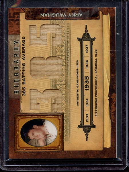 2008 PLAYOFF ARKY VAUGHAN GAME USED BAT 25/50