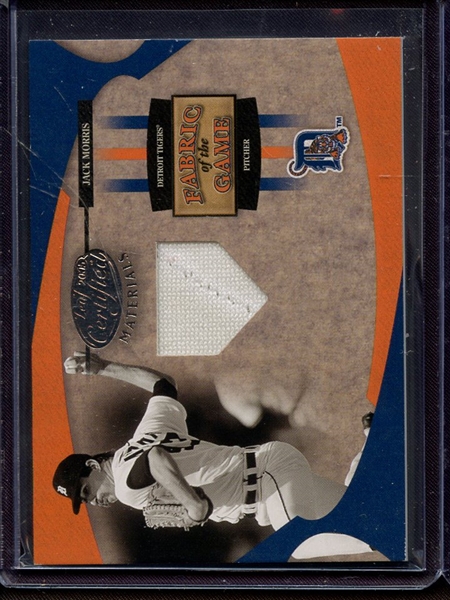 2005 LEAF CERTIFIED MATERIALS JACK MORRIS GAME USED JERSEY 077/100