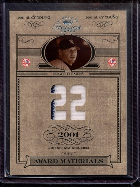 2004 DONRUSS TIMELESS TREASURES ROGER CLEMENS GAME USED JERSEY 20/22