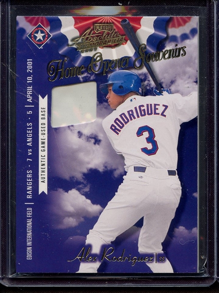 2001 PLAYOFF ABSOLUTE MEMORABILIA ALEX RODRIGUEZ GAME USED BASE 199/400