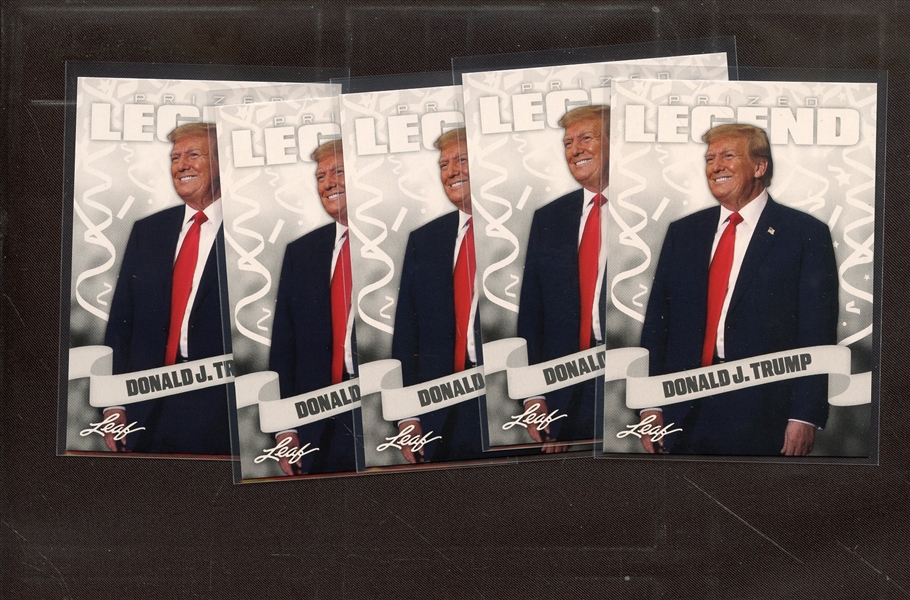 (5) 2023 LEAF PRIZED LEGEND 05 DONALD J TRUMP