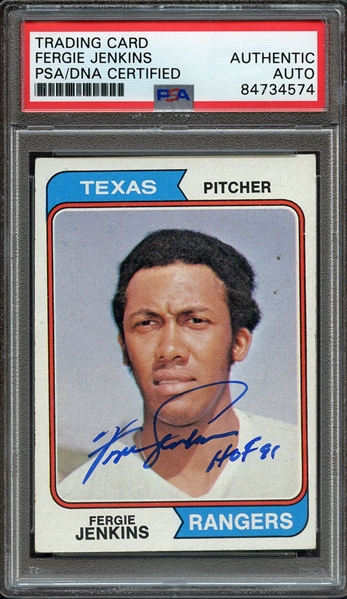 1974 TOPPS 87 SIGNED FERGIE JENKINS HOF 91 PSA/DNA AUTO AUTHENTIC