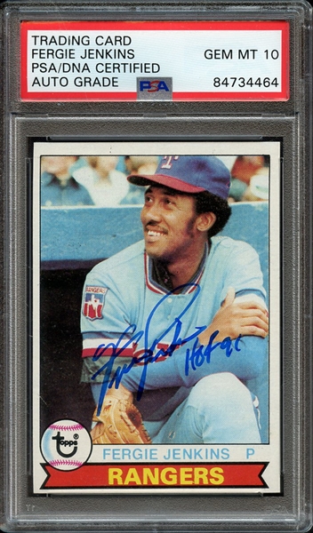1979 TOPPS 544 SIGNED FERGIE JENKINS HOF 91 PSA/DNA AUTO 10