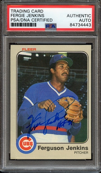 1983 FLEER 498 SIGNED FERGIE JENKINS HOF 91 PSA/DNA AUTO AUTHENTIC