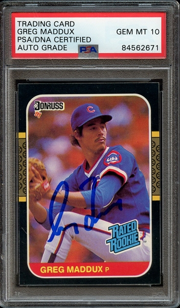1987 DONRUSS 36 SIGNED GREG MADDUX PSA/DNA AUTO 10