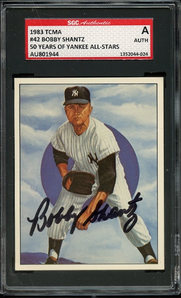 1983 TCMA 42 SIGNED BOBBY SHANTZ SGC AUTHENTIC