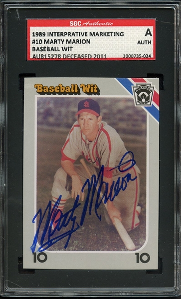 1989 INTERPRATIVE MARKETING 10 SIGNED MARTY MARION SGC AUTHENTIC