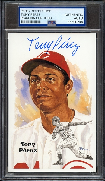 TONY PEREZ SIGNED PEREZ STEELE HOF POSTCARD PSA/DNA AUTO AUTHENTIC