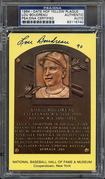 LOU BOUDREAU SIGNED HOF POSTCARD PSA/DNA AUTO AUTHENTIC