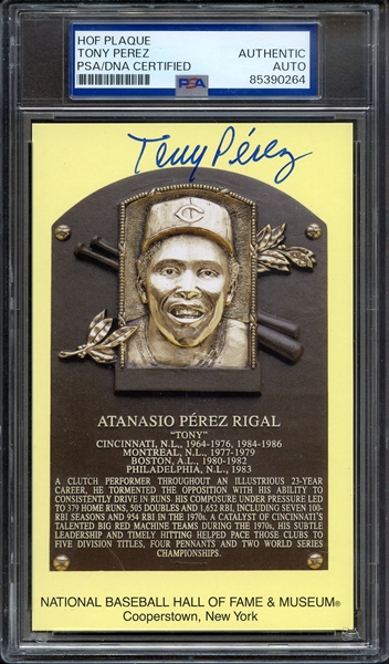 TONY PEREZ SIGNED HOF POSTCARD PSA/DNA AUTO AUTHENTIC