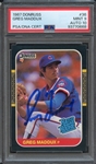 1987 DONRUSS 36 SIGNED GREG MADDUX PSA MINT 9 PSA/DNA AUTO 10