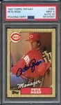 1987 TOPPS TIFFANY 393 SIGNED PETE ROSE PSA MINT 9 PSA/DNA AUTO 10