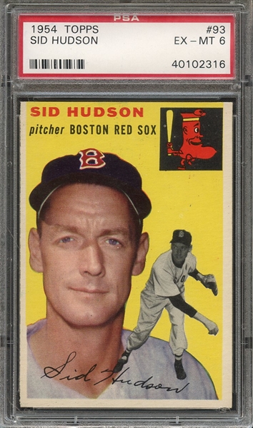 1954 TOPPS 93 SID HUDSON PSA EX-MT 6