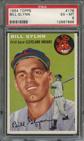 1954 TOPPS 178 BILL GLYNN PSA EX-MT 6