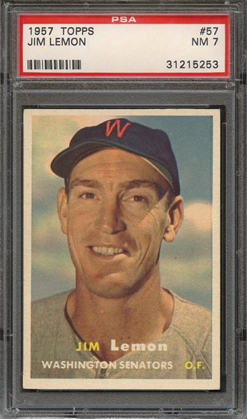 1957 TOPPS 57 JIM LEMON PSA NM 7