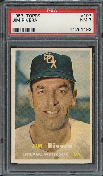 1957 TOPPS 107 JIM RIVERA PSA NM 7
