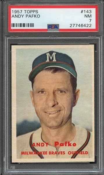 1957 TOPPS 143 ANDY PAFKO PSA NM 7