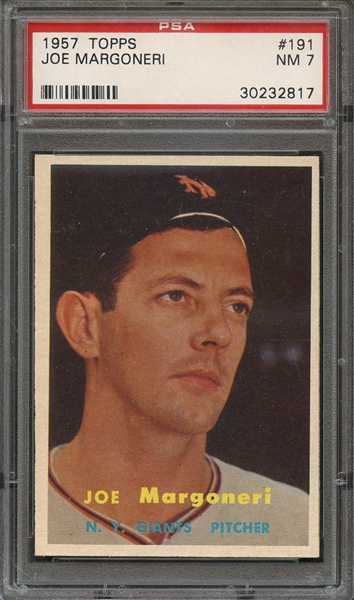 1957 TOPPS 191 JOE MARGONERI PSA NM 7