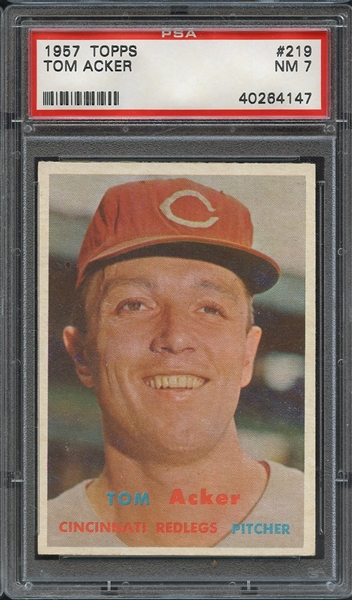 1957 TOPPS 219 TOM ACKER PSA NM 7