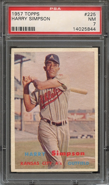 1957 TOPPS 225 HARRY SIMPSON PSA NM 7