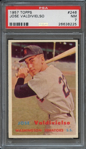 1957 TOPPS 246 JOSE VALDIVIELSO PSA NM 7