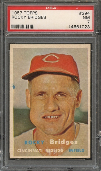 1957 TOPPS 294 ROCKY BRIDGES PSA NM 7