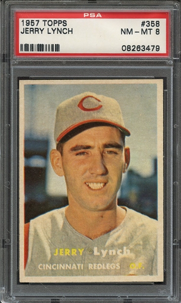 1957 TOPPS 358 JERRY LYNCH PSA NM-MT 8