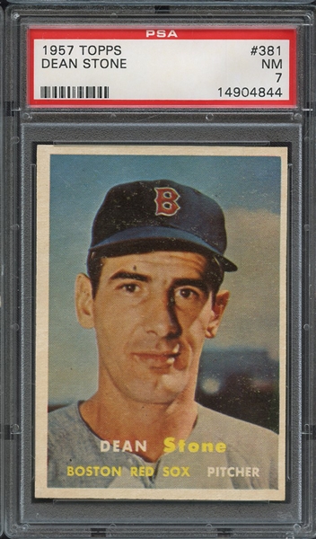 1957 TOPPS 381 DEAN STONE PSA NM 7