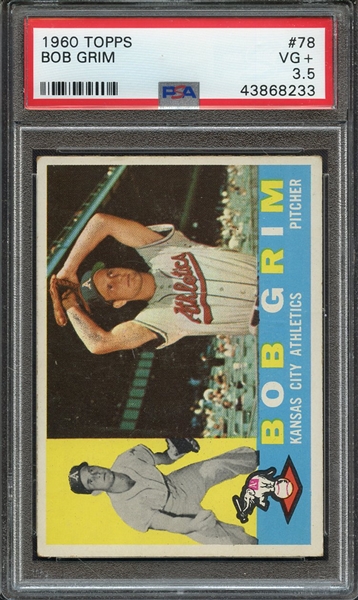 1960 TOPPS 78 BOB GRIM PSA VG+ 3.5