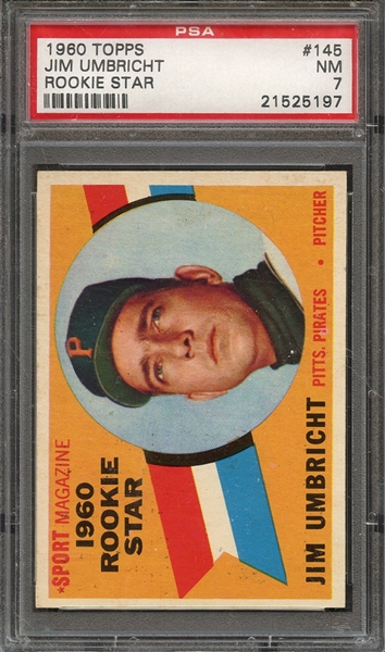 1960 TOPPS 145 JIM UMBRICHT ROOKIE STAR PSA NM 7