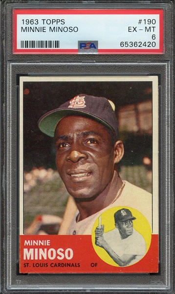 1963 TOPPS 190 MINNIE MINOSO PSA EX-MT 6