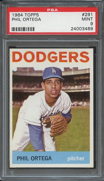 1964 TOPPS 291 PHIL ORTEGA PSA MINT 9