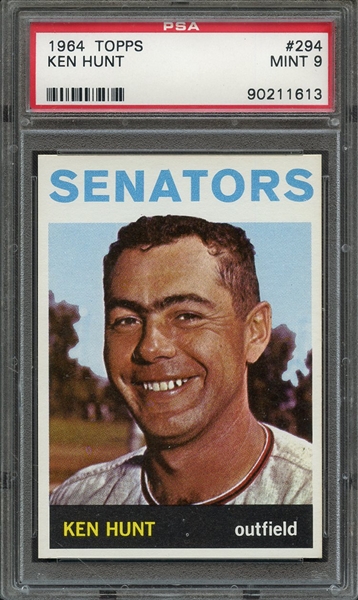 1964 TOPPS 294 KEN HUNT PSA MINT 9