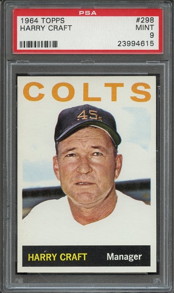 1964 TOPPS 298 HARRY CRAFT PSA MINT 9