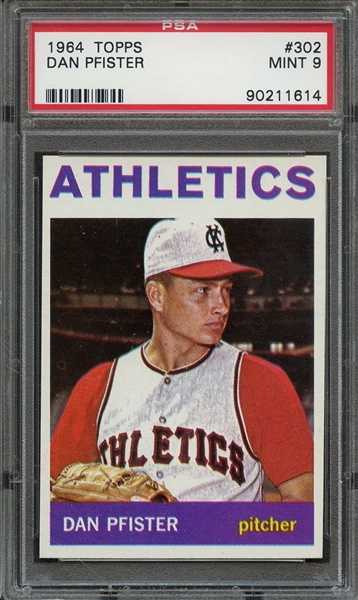 1964 TOPPS 302 DAN PFISTER PSA MINT 9