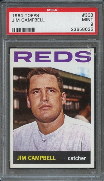 1964 TOPPS 303 JIM CAMPBELL PSA MINT 9