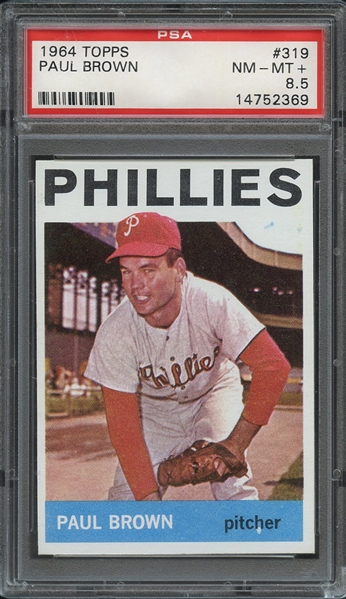 1964 TOPPS 319 PAUL BROWN PSA NM-MT+ 8.5