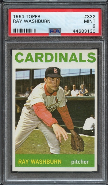 1964 TOPPS 332 RAY WASHBURN PSA MINT 9
