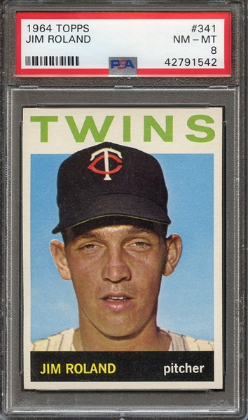 1964 TOPPS 341 JIM ROLAND PSA NM-MT 8