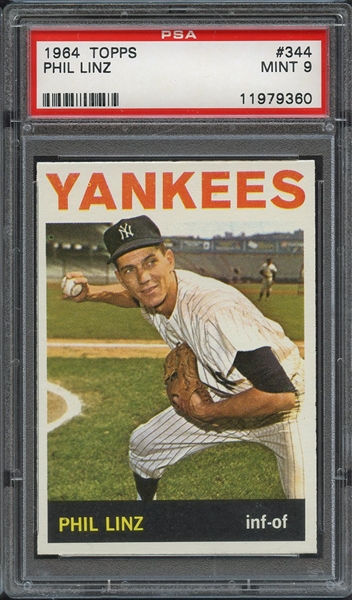 1964 TOPPS 344 PHIL LINZ PSA MINT 9